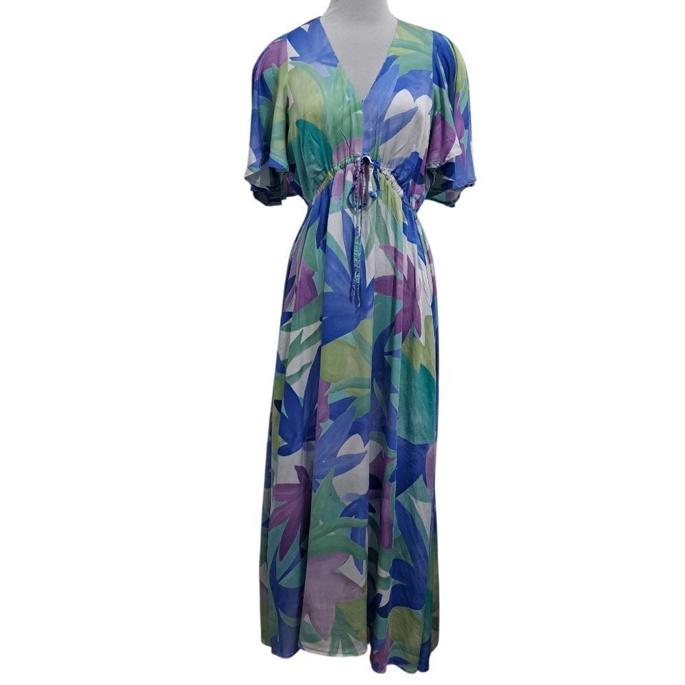 Pietro Brunelli Milano Silky Boho Colorful Printed Maxi Dress Medum Multi- Color
